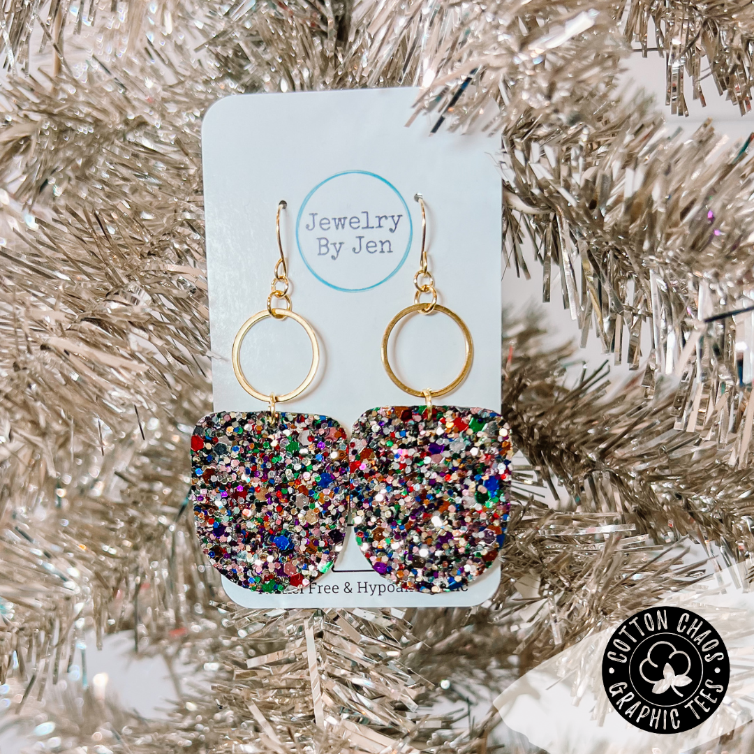 Bojo Dangle Jewel Tone Glitter Earring