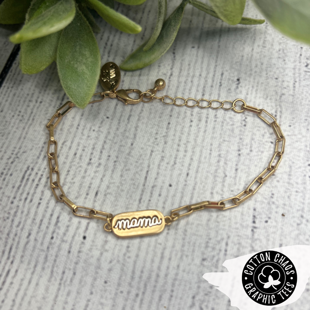 Allison Mama Chain Bracelet in Worn Gold in Two-Tone