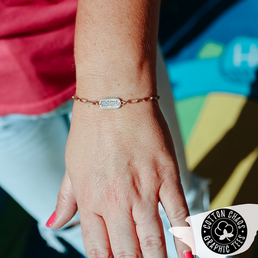Allison Mama Chain Bracelet in Worn Gold in Two-Tone