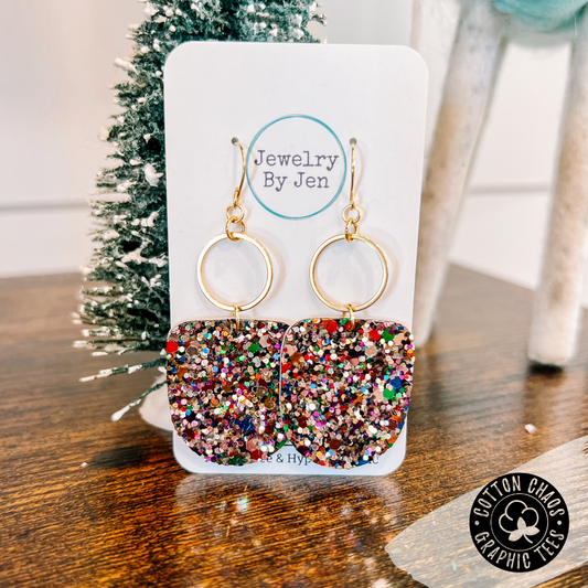 Bojo Dangle Jewel Tone Glitter Earring