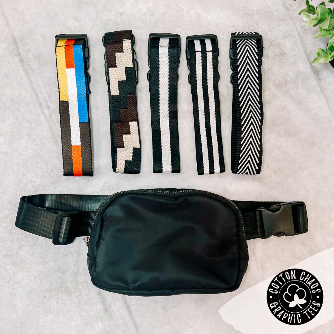 Black Crossbody Belt Bag with 5 Interchangeable Straps