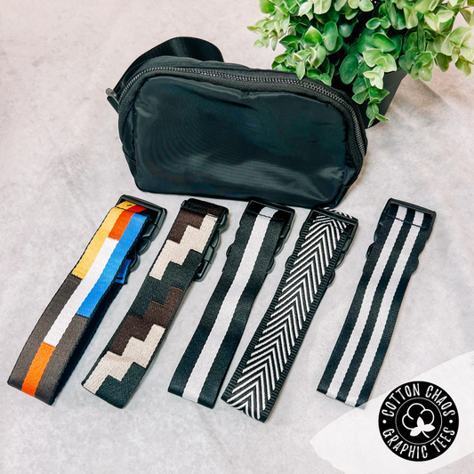 Black Crossbody Belt Bag with 5 Interchangeable Straps